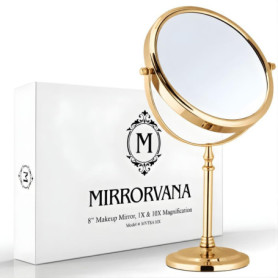 Miroir de Maquillage sur Pied Mirrorvana - Double Face 10x/1x en Or