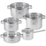 Ensemble de 5 Casseroles en Inox avec Couvercles en Verre - Gerlach 1760