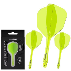WINMAU Darts - Fusion Système intégré de vol et d'arbre - No.6 Forme et Design - Disponible en Court, intermédiaire et Moyen - D