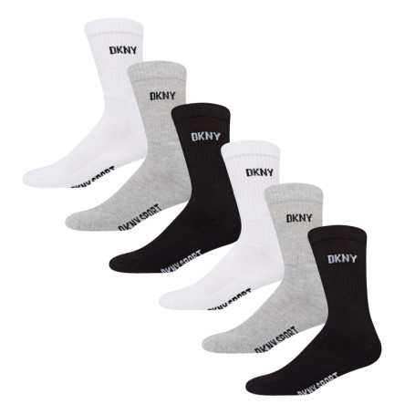 Lot de 6 paires de chaussettes de sport DKNY pour homme - Noir, Blanc, Gris