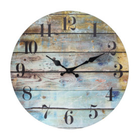 Horloge Murale Vintage en Bois Multicolore - 35,6 cm