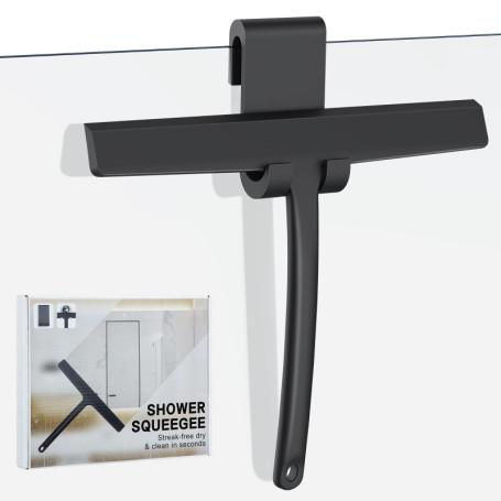 Raclette Douche en Silicone avec Crochet - 24 cm Noir