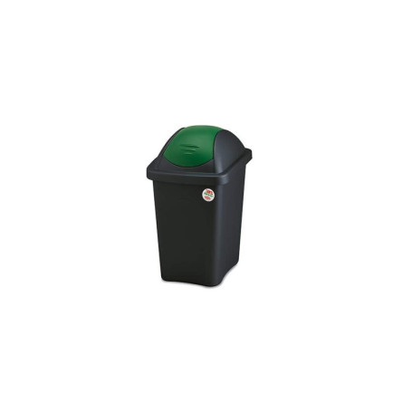 Poubelle Stefanplast Multipat 30L avec Couvercle Basculant Noir/Vert