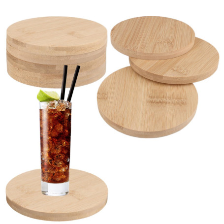 Set de 12 Dessous de Verre Ronds en Bois MIVIDE - Idéal pour DIY et Décoration