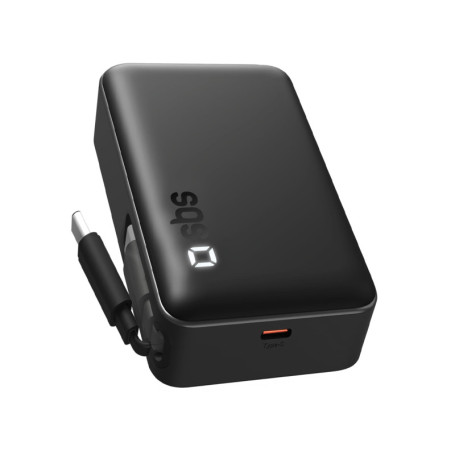 SBS PowerBank 10000mAh avec Câble USB-C Intégré - Recharge Rapide 20W