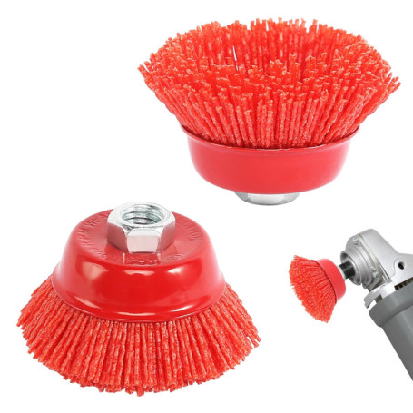 Lot de 2 brosses en nylon pour meuleuse d'angle M14 - 75 mm