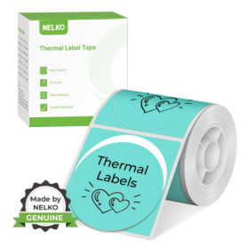 Rouleau d'étiquettes thermiques rondes Nelko PM220 - 150 feuilles vertes