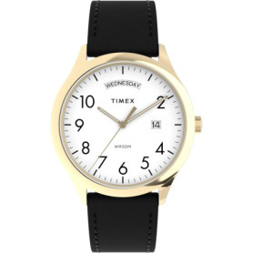 Montre Timex Easy Reader pour Homme - Cuir Noir et Cadran Blanc