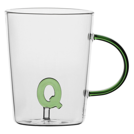 Tasse en Verre Borosilicate Lettre Q - Collection Allalettre