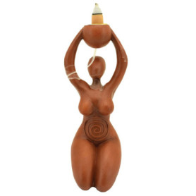 Brûleur d'Encens Spiral Goddess Tribute en Résine Marron - 18 cm