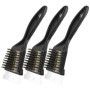 QWORK Lot de 3 Brosses à Gril en Laiton avec Grattoir en Acier Inoxydable