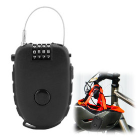 Cadenas à Code Rétractable QWORK 4 Chiffres - Noir en Acier, 130cm