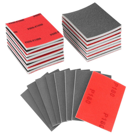 QWORK Éponges de Ponçage Flexibles - 16 pièces pour Bois, Métal et Voiture