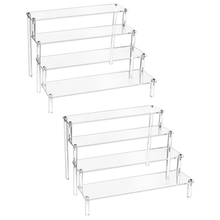 Présentoir Acrylique Transparent à 4 Niveaux - Lot de 2 pour Boulangerie et Décoration