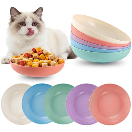 Ensemble de 5 Gamelles Écologiques pour Chats - Anti-Fatigue des Moustaches