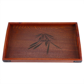 Plateau de Service en Bois Massif avec Poignée - Idéal pour Petit Déjeuner et Thé