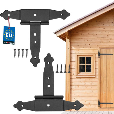 Lot de 2 charnières en croix KOTARBAU en acier noir pour portes et clôtures