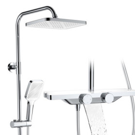 Robinet de douche thermostatique HOMELODY avec étagère en verre et douchette 30 cm