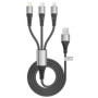 Câble Chargeur Multi USB 3 en 1 Nylon 1.2M pour iPhone et Android