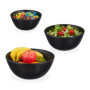 Lot de 3 Saladiers en Bois de Manguier - Élégance Noire pour Salades et Snacks