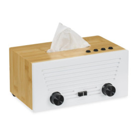Distributeur de Mouchoirs Rétro en Bambou - Design Radio Élégant