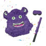 Piñata Monstre Violette Relaxdays avec Bâton et Masque pour Anniversaire