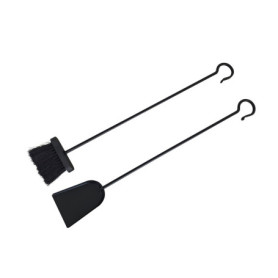 Ensemble de Nettoyage pour Cheminée Relaxdays - Pelle à Cendres et Balayette en Fer Noir