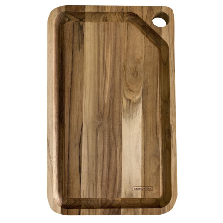 Planche à Découper en Bois de Teck avec Rigole à Jus - Tramontina 40x24 cm
