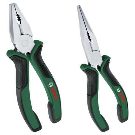 Set de 2 Pinces Bosch - Pince Universelle et Pince à Bec Long Ergonomiques