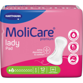 MoliCare Lady Pad 2 Drops - Lot de 12 Serviettes Discrètes pour Incontinence Légère