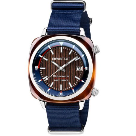 Montre Briston Clubmaster Diver Yachting Acétate Automatique Bleu Marine