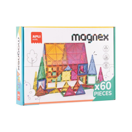 APLI Kids Magnex 3D - Jeu de Construction Magnétique 60 Pièces pour Enfants