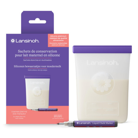 Sachets de Conservation en Silicone pour Lait Maternel Lansinoh - Lot de 5