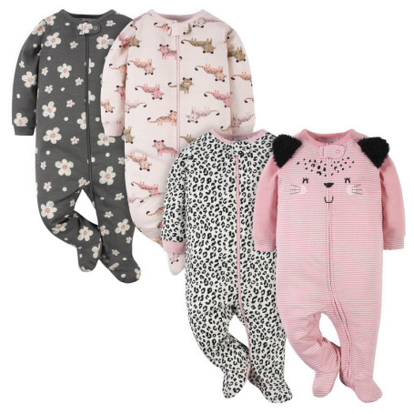 Lot de 4 Grenouillères Roses pour Bébés Filles - Gerber