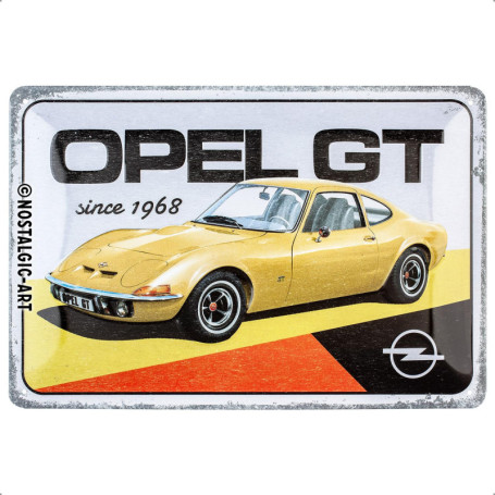 Plaque Vintage Opel GT 1968 en Métal - Décoration Rétro pour Passionnés de Voitures