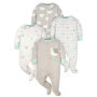Lot de 4 grenouillères Gerber pour bébé avec motif éléphants et moufles anti-griffures