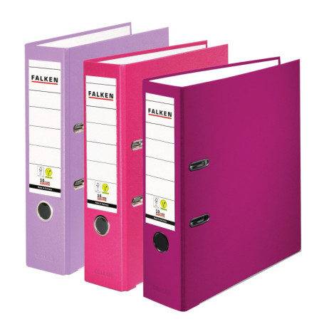 Lot de 3 classeurs en plastique PP Color Végan - FALKEN - DIN A4 Berry-Pastell