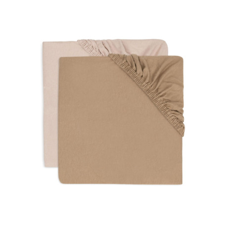 Lot de 2 Draps-Housses en Jersey pour Berceau - Rose Sauvage et Biscuit