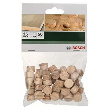 Set de 50 bouchons en hêtre Bosch - Diamètre 15 mm