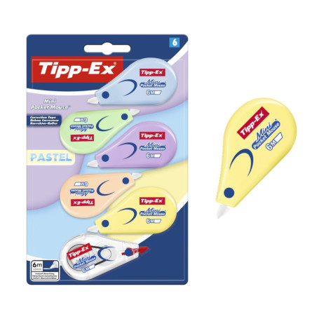 Pack de 6 Rubans Correcteurs Tipp-Ex Mini Pocket Mouse Pastel