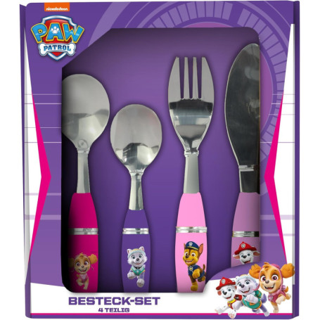 Ensemble de Couverts Pat' Patrouille pour Enfants - 4 Pièces en Acier Inoxydable