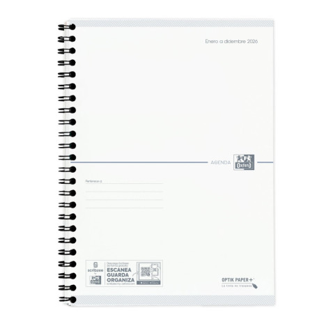 Recharge Agenda Oxford My Fab 2026 A5 Semainier Espagnol