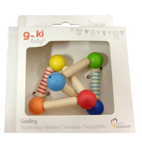 Hochet Triangle Arc-en-Ciel en Bois pour Bébé