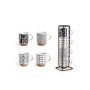 Set de 4 Mugs Marken avec Support Métallique en Grès - 130 ml