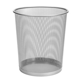 Corbeille à Papier D.RECT KOMO 12 L en Métal Argenté - Design Ronde et Élégant