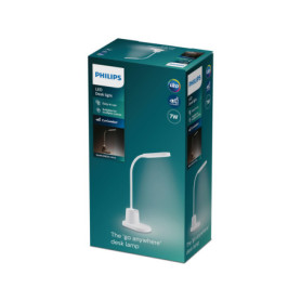 Lampe de Table LED Portable Philips avec Batterie - Éclairage Réglable Blanc