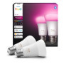 Ampoule connectée Philips Hue A60 E27 - Pack de 2, lumière blanche et couleur, 6W