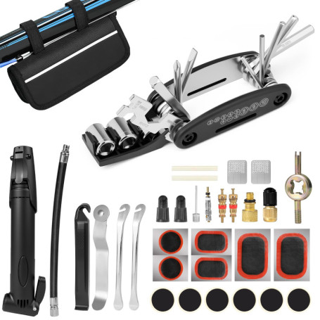 Kit de Réparation de Vélo Carehabi - 39 Pièces Multifonction 16 en 1