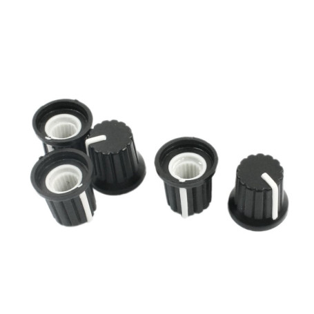 Bouton Potentiomètre Noir 6mm pour Contrôle de Volume - Lot de 5