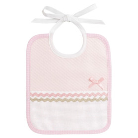 Bavoir Doux à Broder Motif Losanges Rose pour Bébé - Made in Italy
